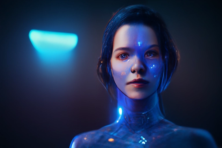 midjourney image of a blue avatar woman